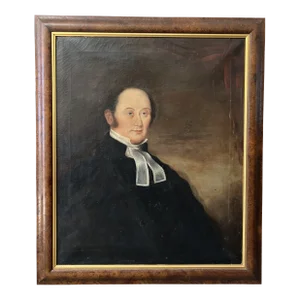 19th-Century American Clergyman Portrait , Framed