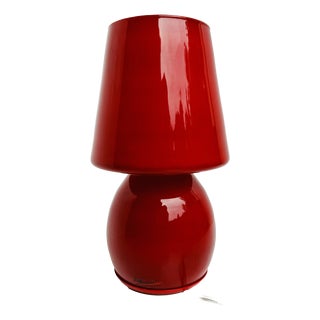 Mushroom Table Lamp in Red Murano Glass from La Luce Vetro Arte Muranese, Italy, 1970s For Sale