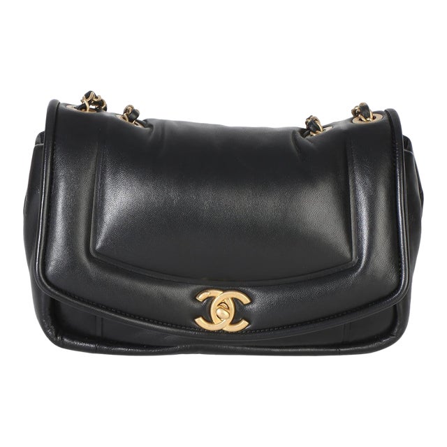 Black Lambskin Medium Simply Flap Bag For Sale