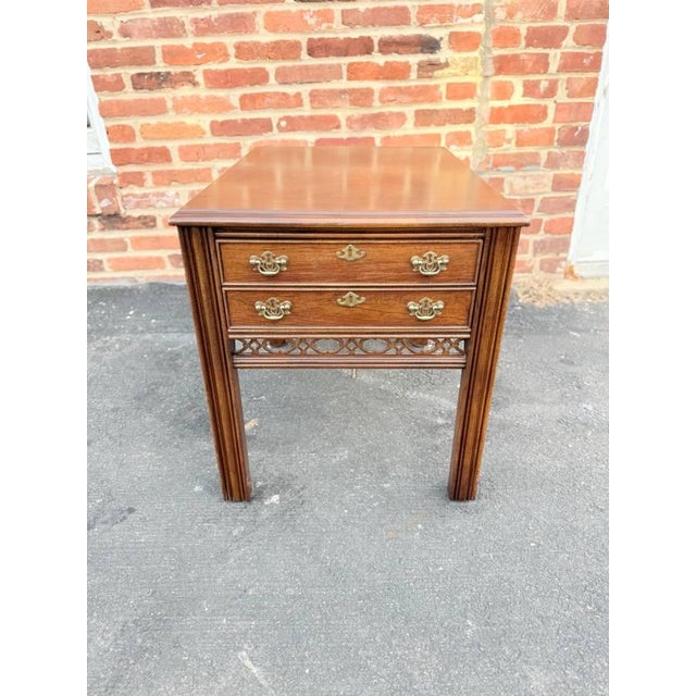 Late 20th Century Pair of Chippendale Style Altavista Virginia Inlaid Side End Tables by Lanes For Sale - Image 16 of 18