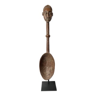African Baule Ceremonial Spoon on Custom Mount For Sale