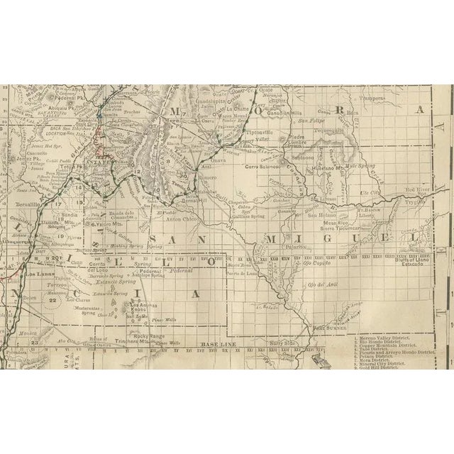 Black New Mexico Map with Railroads and Counties and the Land of Enchantment, 1888 For Sale - Image 8 of 10