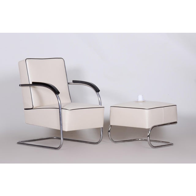 Set of Bauhaus Armchair and Ottoman in Chrome from Mücke-MelderCzech, 1930s For Sale - Image 12 of 14