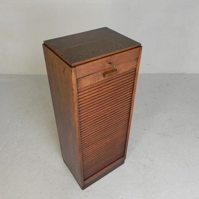 Oak Roller Shutter Cabinet, 1930s For Sale - Image 14 of 18
