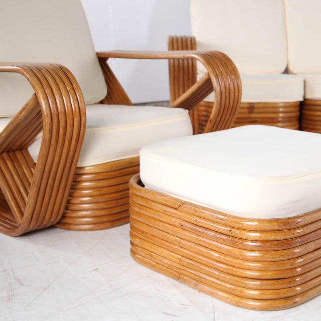 Rattan Living Room by Paul Frankl, 1970s, Set of 4 For Sale - Image 4 of 18