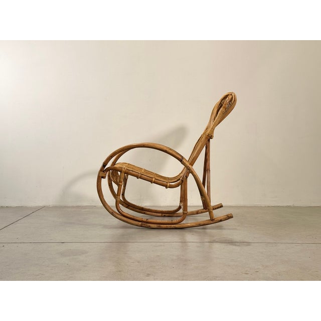 Vintage Bamboo Rocking Chair, 1970s For Sale - Image 4 of 11