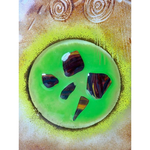 German Handmade Fused Glass Wall Art with Radiant Earth and Planets, 1990s For Sale - Image 3 of 14