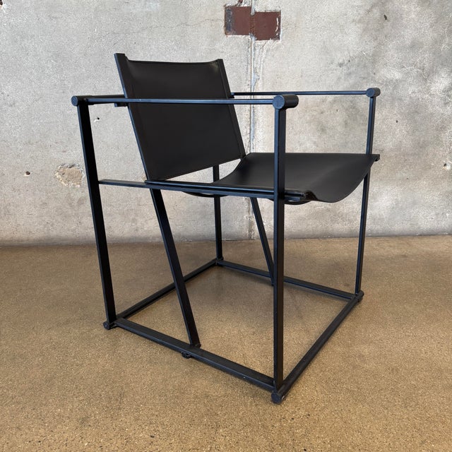 Postmodern 1990s Post Modern Black Leather and Metal Armchair #3 Attributed to Radbound Van Beekum for Pastoe For Sale - Image 3 of 10