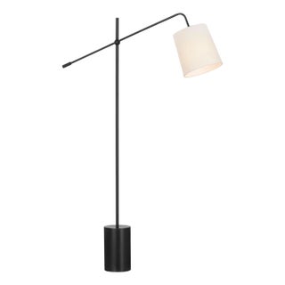 Suzanne Kasler by Visual Comfort Signature Frederick 52" Pivoting Floor Lamp in Bronze with Linen Shade For Sale