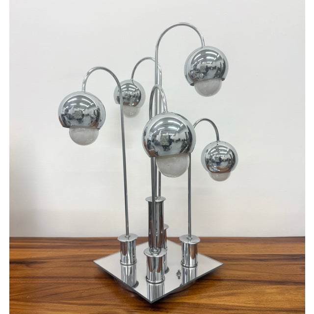 Mid-Century Modern Vintage Mid-Century Modern Chrome Five-Light Table Lamp After Robert Sonneman For Sale - Image 3 of 5