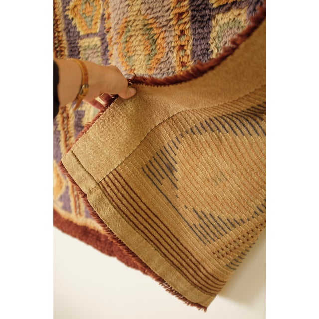 Blue 1930s Large Finnish Mid-Century Rya Tapestry For Sale - Image 8 of 9