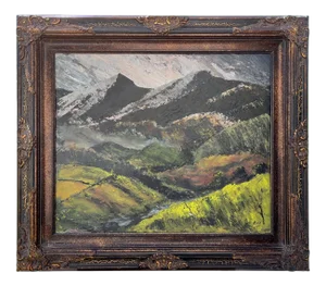 1990s "The Beacons" Contemporary Landscape Oil Painting by Harry Fogg, Framed