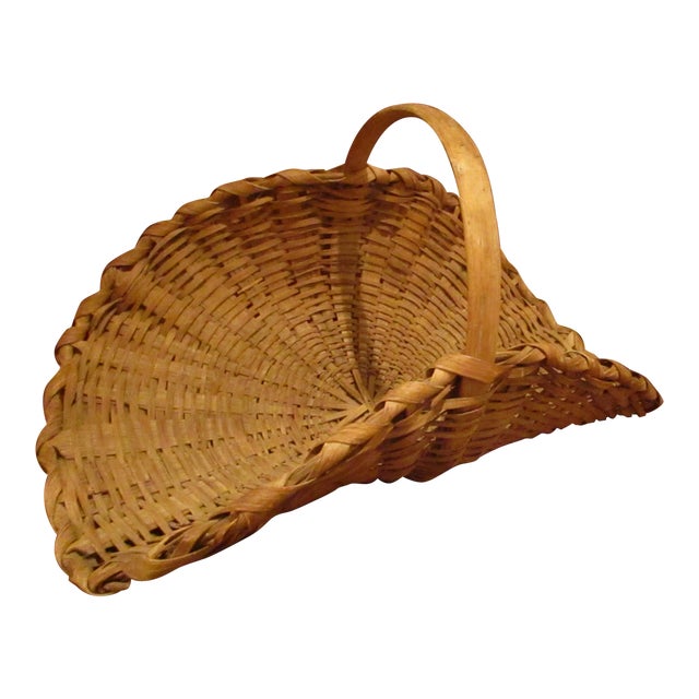 19th Century Americana Black Ash Minature Woven Splint Flower Gathering