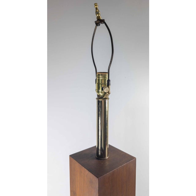 Brown Mid-Century Modern Walnut and Gilt Metal Table Lamp For Sale - Image 8 of 10