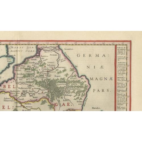 Antique Map of Caesar's Gallia Ancient France from Blaeu, 1642 For Sale - Image 9 of 10