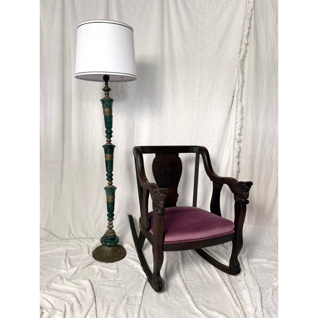 Late 19th Century Gothic Carved Wood Rocking Chair With Women's Faces For Sale - Image 10 of 13