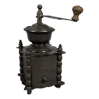 Manual Coffee Grinder in Patinated Metal For Sale