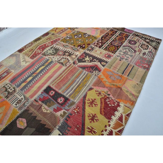 Vintage Handwoven Turkish Patchwork Kilim Rug With Eclectic Tribal Motifs For Sale - Image 9 of 9