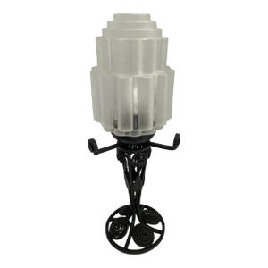 French Art Deco Table Lamp With Molded Glass Shade