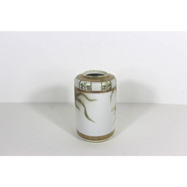 Japanese Hand Painted Antique Nippon Porcelain Vase With Moriage Gold Decoration Japan Japanese Circa 1911 For Sale - Image 3 of 12