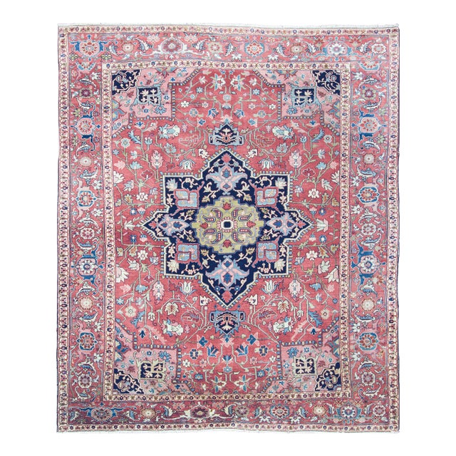 Antique Persian Serapi Carpet, 8'9" × 10'2" For Sale