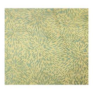 Vintage Scalamandre Starburst Seafoam Embroidered Silk Blend Satin- 5 Yards For Sale