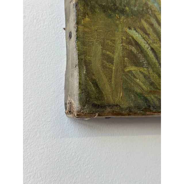 Antique Victorian Oil on Canvas Marsh Scene of Stork Delivering Baby, Circa 1880s For Sale - Image 12 of 15