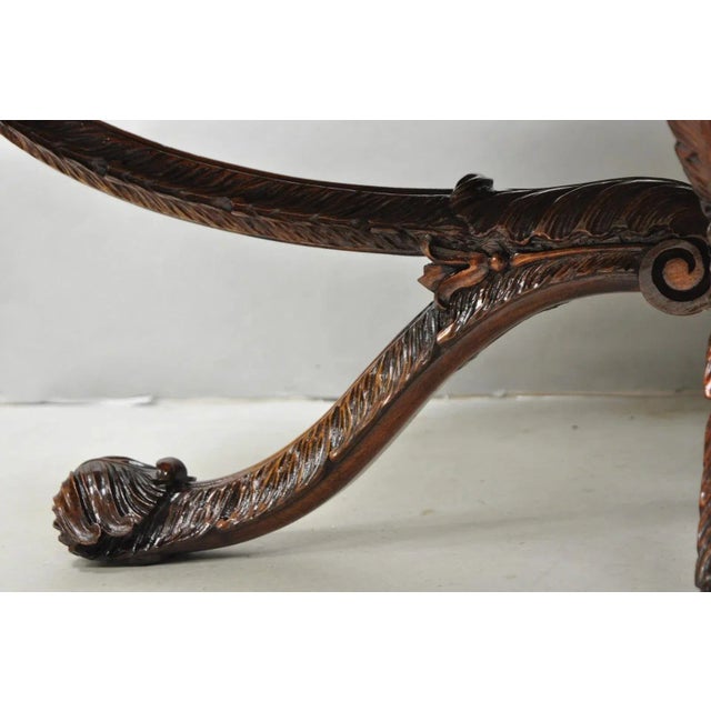 Antique Grosfeld House French Regency Plume Carved Mahogany Marble Coffee Table For Sale - Image 11 of 13