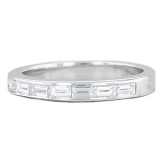 0.70ctw Baguette Diamond Wedding Band 18k White Gold Size 7 Ring For Sale