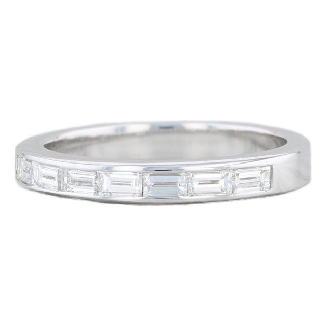 0.70ctw Baguette Diamond Wedding Band 18k White Gold Size 7 Ring For Sale