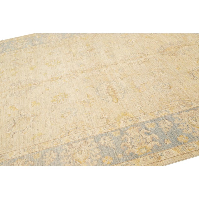 2010s Modern Beige Khotan Handmade Wool Rug With Allover Pattern For Sale - Image 5 of 10