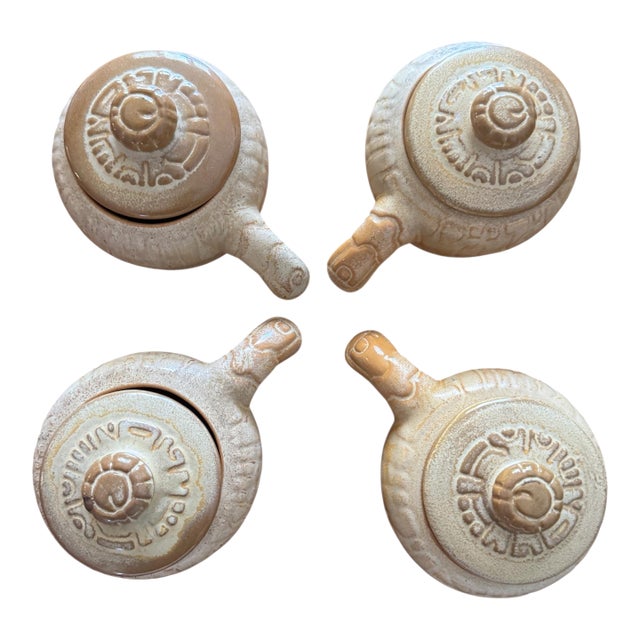 1940s Aztec Mini Cocottes by Frankoma- Set of 4 For Sale