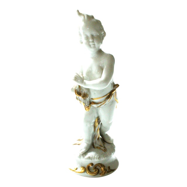 Vintage Putti/Cherub Gold-Gilded Figurine For Sale