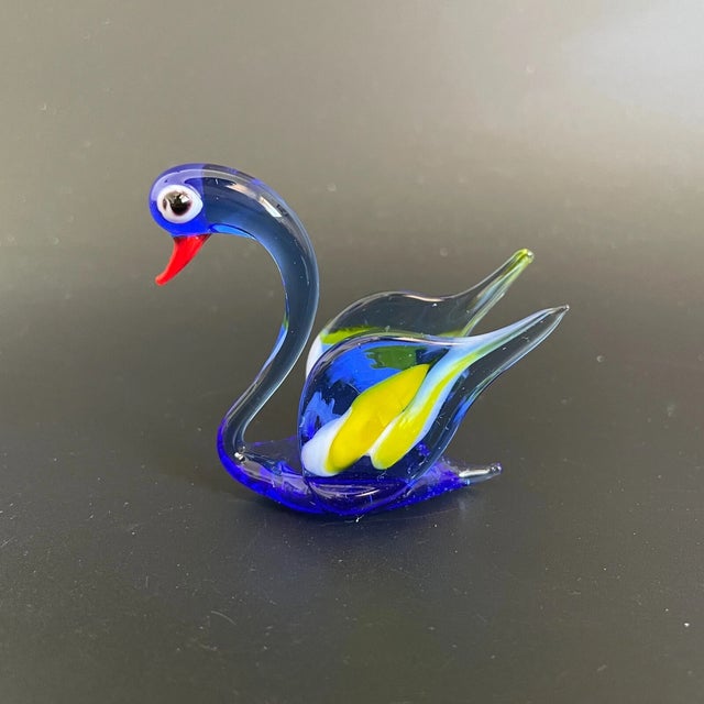 Italian Vintage Murano Style Italian Art Glass Swan Sculpture Figurine For Sale - Image 3 of 4