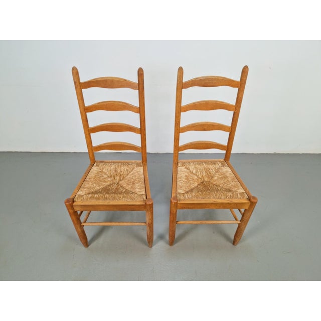 Charlotte Perriand Vintage Brutalist Wicker Ladder Chairs in the style of Charlotte Perriand, 1960s, Set of 2 For Sale - Image 4 of 12
