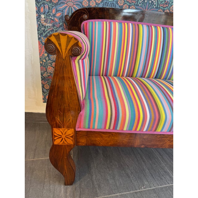 Biedermeier Striped Bench, 1825 For Sale - Image 4 of 7