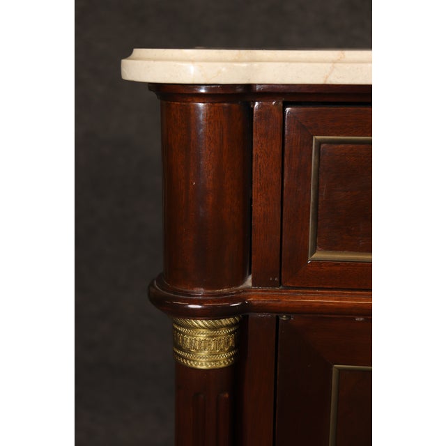 1970s Fine Shallow Depth Maison Jansen Style Directoire Marble Top Mahogany Sideboard For Sale - Image 11 of 15