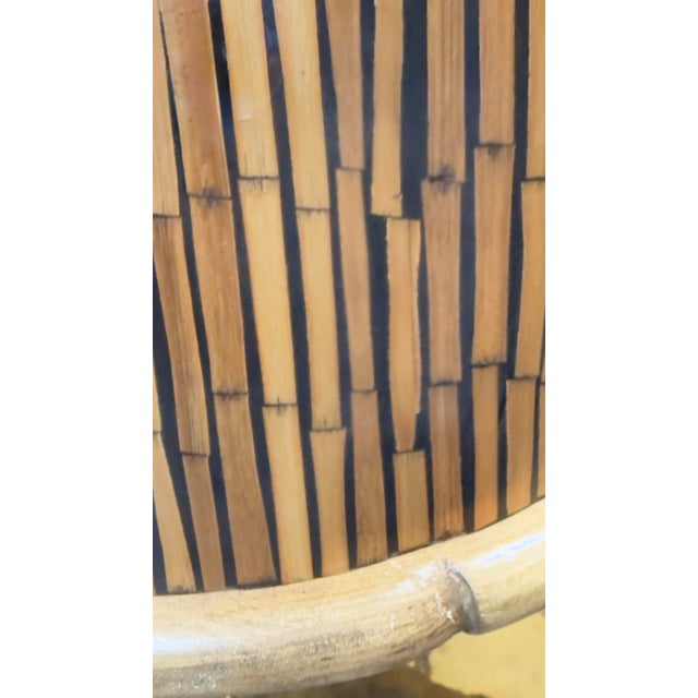 Wood 1980s Maitland-Smith Attributed Tessellated Pencil Reed Trefoil Side Table For Sale - Image 7 of 9