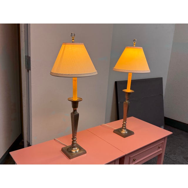 Design Plus Gallery presents a Pair of Traditional Candlestick Table Lamps from San Francisco Design Center. Each lamp has...