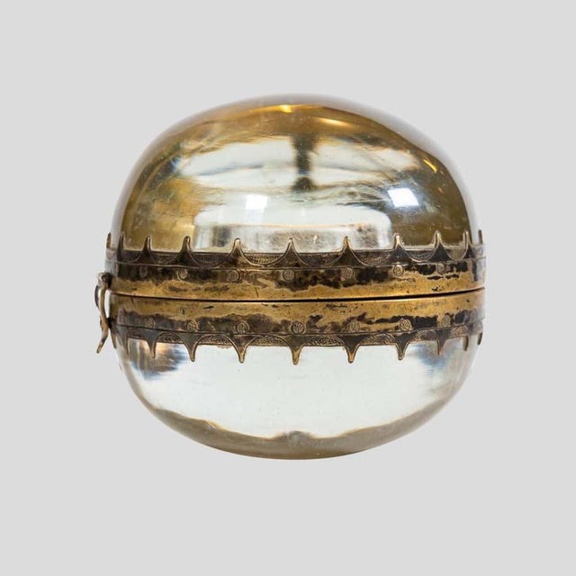 Antique Clear Spherical Glass and Silver Decoration Coin Container, 1890s For Sale - Image 4 of 8
