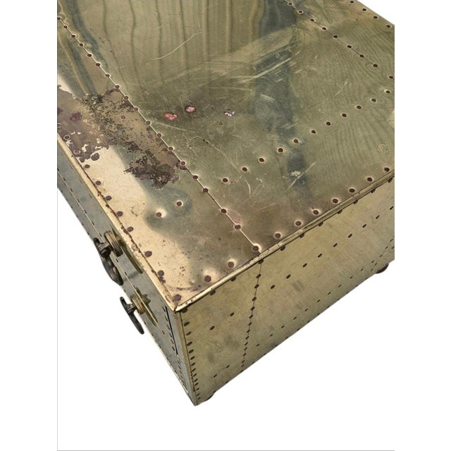 1960s Mid Century Campaign Style Brass Clad Coffee Table Sarreid Style For Sale - Image 18 of 18