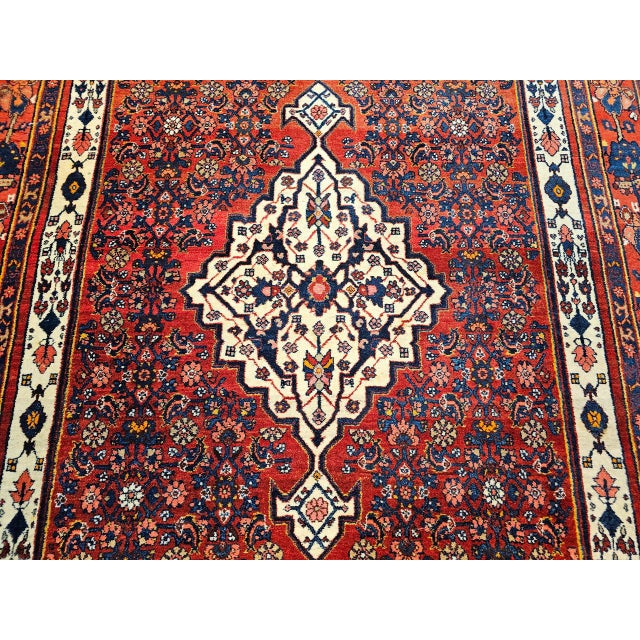 Vintage Persian Bidjar Rug, Hand-Knotted Wool, Herati Geometric Pattern, Red & Ivory, 5x8 For Sale - Image 15 of 16