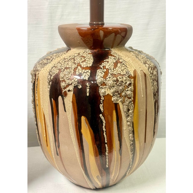 Mid 20th Century Vintage Mid-Century Modern Drip Glaze Table Lamps. - A Pair For Sale - Image 5 of 5