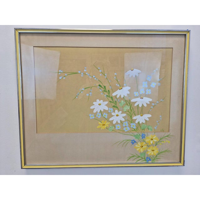Mid-Century Modern 1970s Vintage Floral, Original Oil Painting For Sale - Image 3 of 8