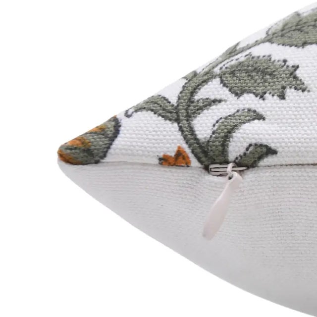 Art Deco Fabdivine Handmade Block Printed Cushion Cover 14x20 Inch Thick Cotton White-Madhubala For Sale - Image 3 of 4