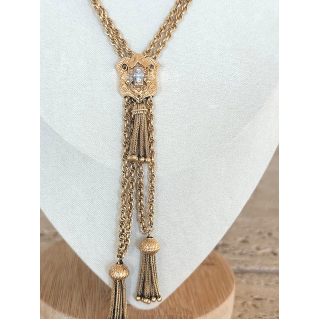 Edwardian 14k Gold Diamond Double Tassel Slide Necklace, Circa 1910 For Sale In Miami - Image 6 of 12