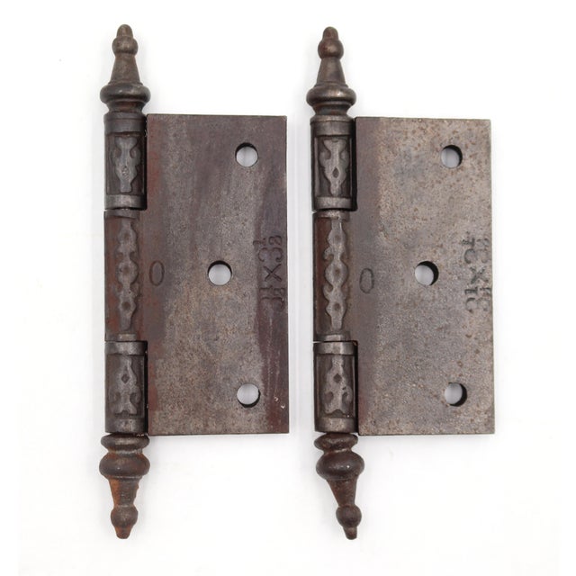 Early 20th Century Pair of 3.5 X 3.5 In. Antique Cast Iron Victorian Door Hinges For Sale - Image 5 of 5
