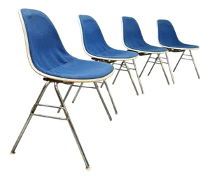 Vintage Fiberglass DSX Chairs by Eames for Vitra / Herman Miller, 1970s, Set of 4