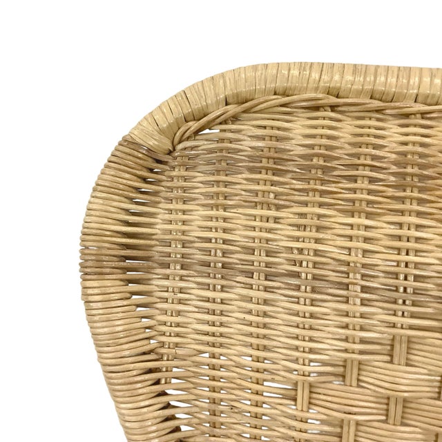Vintage Woven Wicker & Rattan Side Chair With Cushion For Sale - Image 9 of 18
