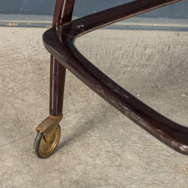 Vintage 20th Century Italian Brass & Wood Drinks Trolley, 1960 For Sale - Image 15 of 18